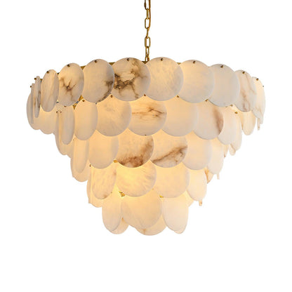 Shellfall Brass Alabaster Tiered Chandelier