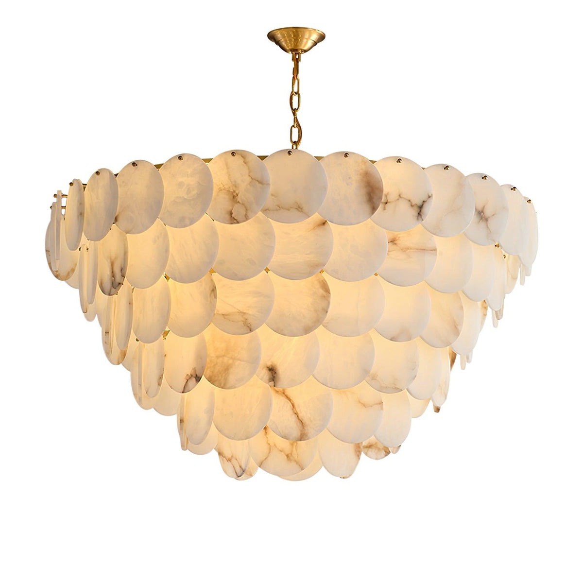 Shellfall Brass Alabaster Tiered Chandelier