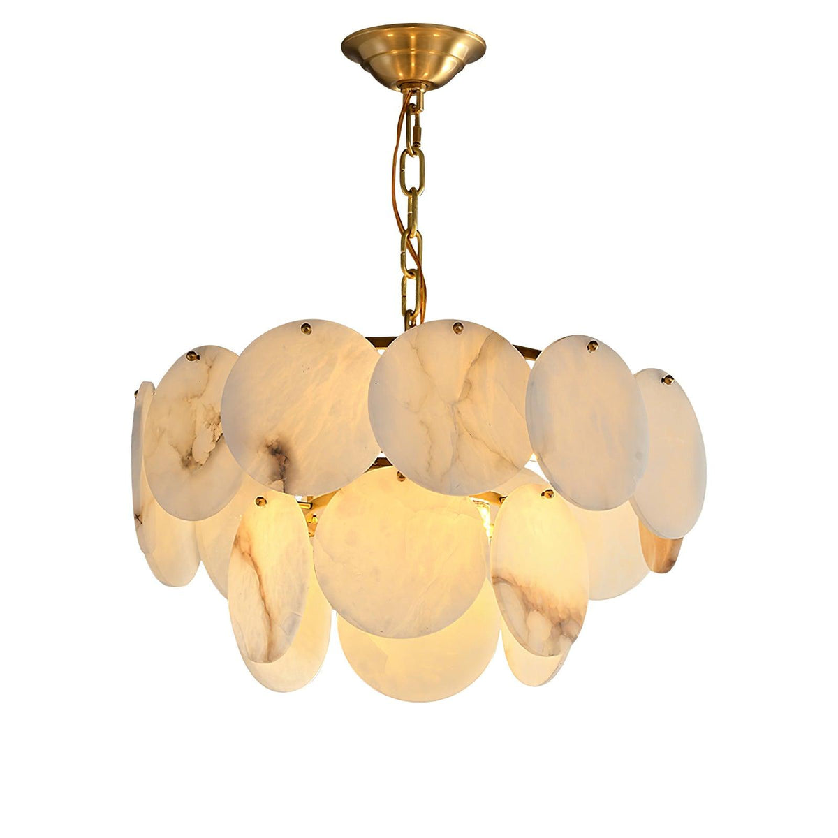 Shellfall Brass Alabaster Tiered Chandelier