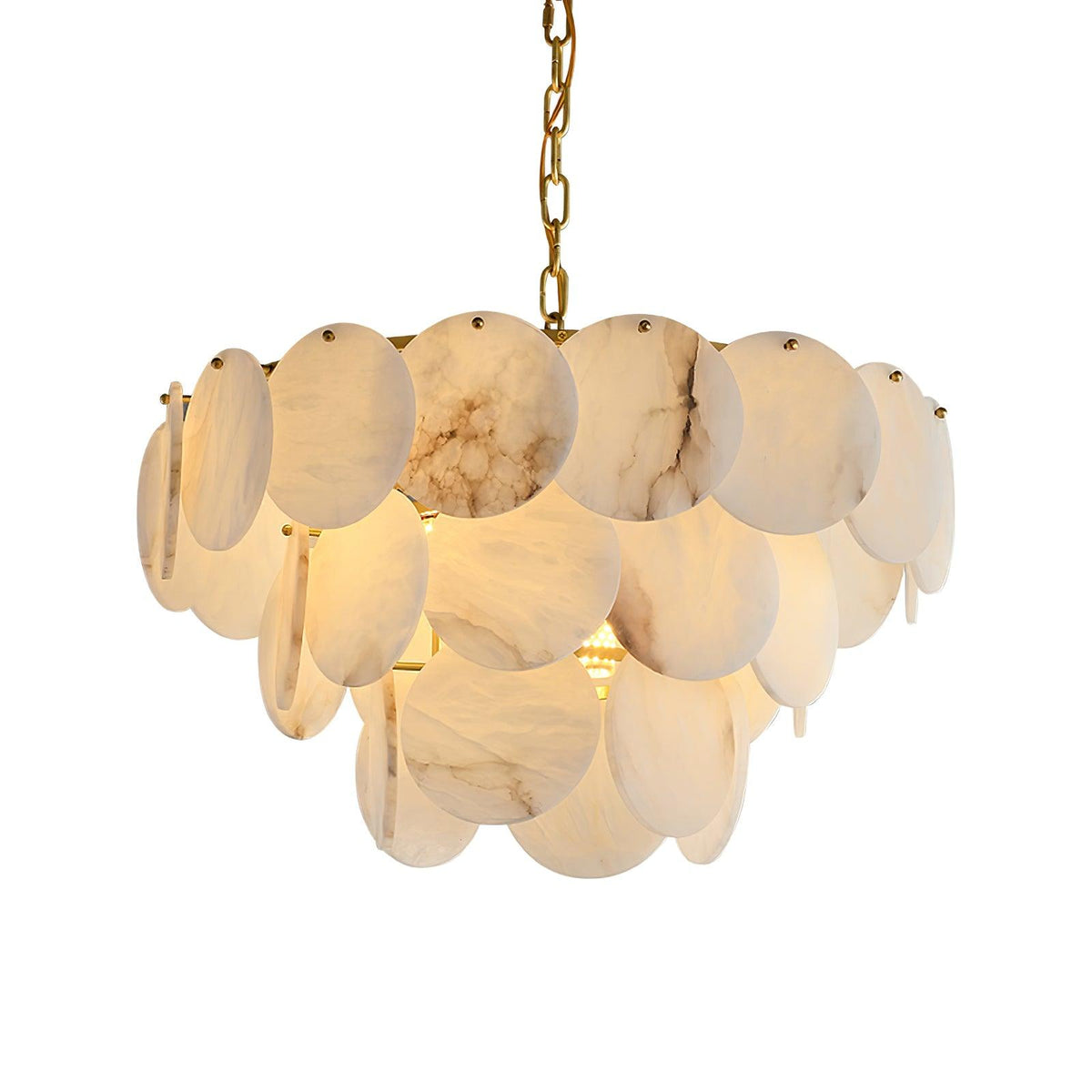 Shellfall Brass Alabaster Tiered Chandelier