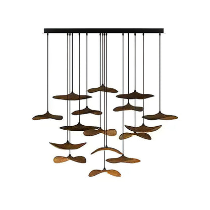 Empty Leaf Chandelier 16Heads ∅ 47.2’’ x H 29.5’’ / Walnut Color / Warm Light Chandelier