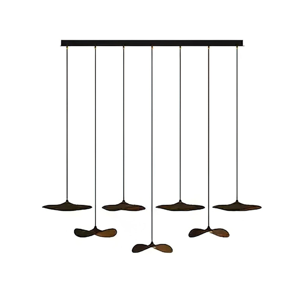 Empty Leaf Chandelier 7Heads L 55.1’’ x H 9.8’’ / Walnut Color / Warm Light Chandelier