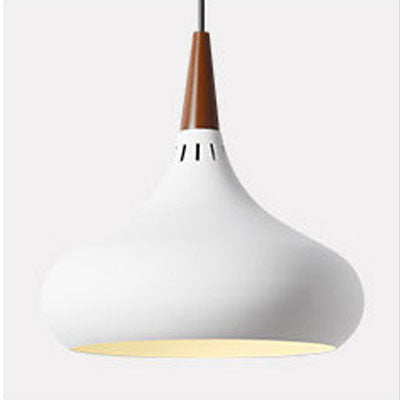 Single Head Solid Wood Modern Pendant Light / Black