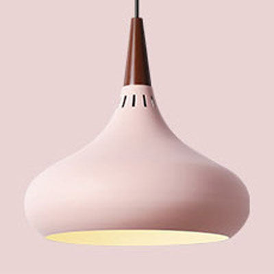 Single Head Solid Wood Modern Pendant Light / White