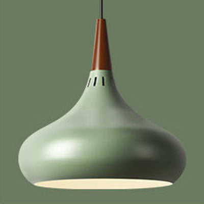Single Head Solid Wood Modern Pendant Light / Green
