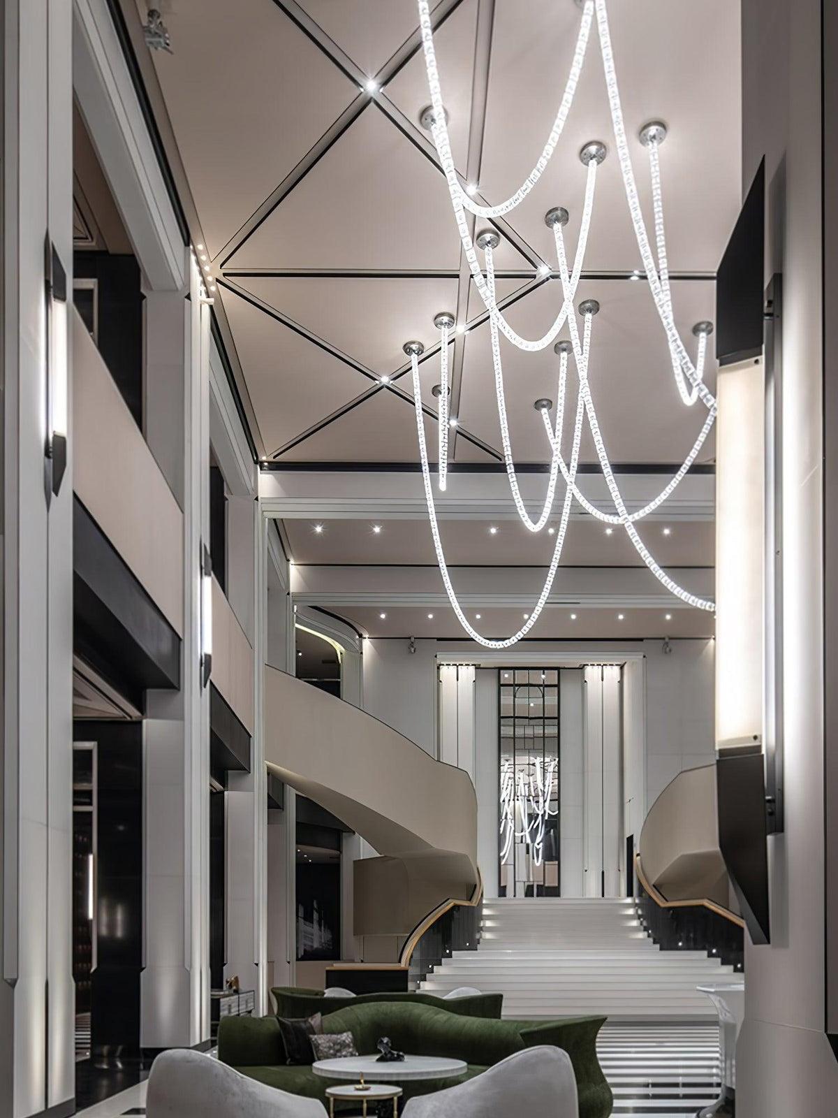 Sinuara Chrome LED Cascade Chandelier