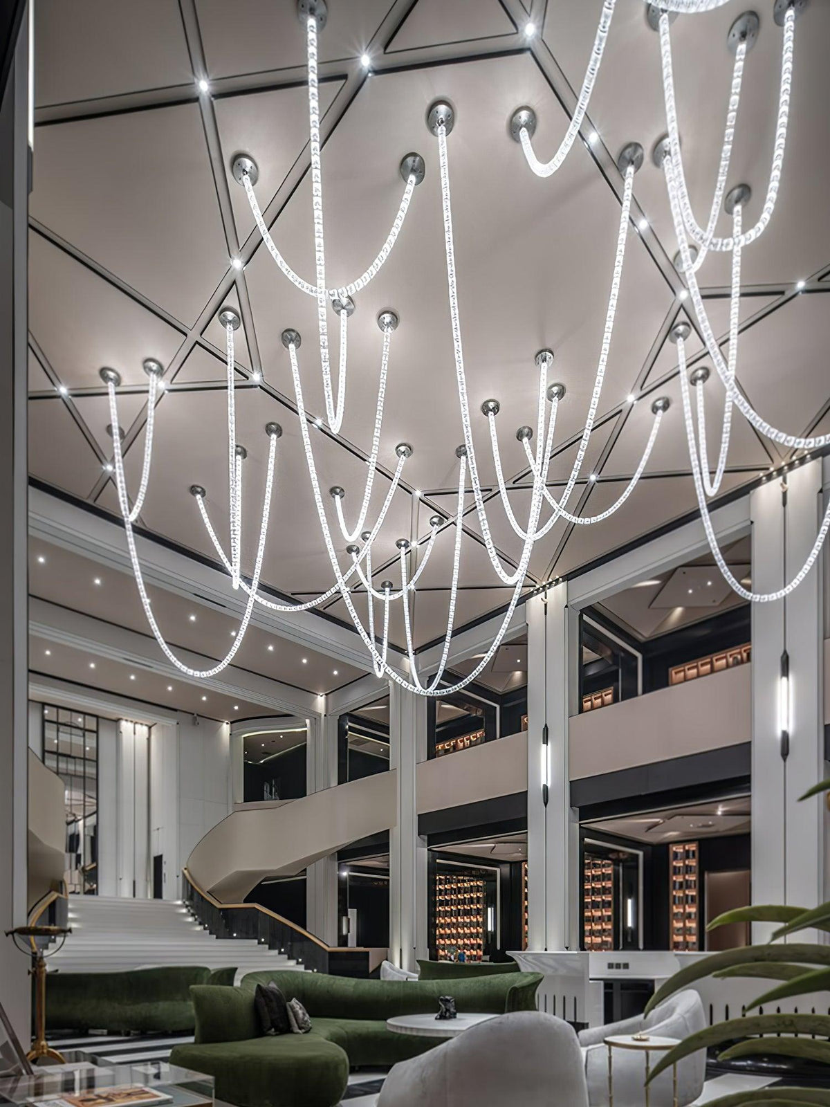 Sinuara Chrome LED Cascade Chandelier