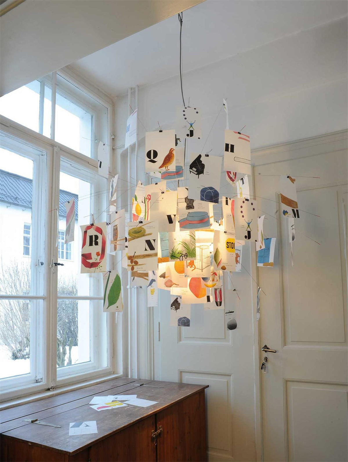 Sketchveil Chrome Paper Chandelier