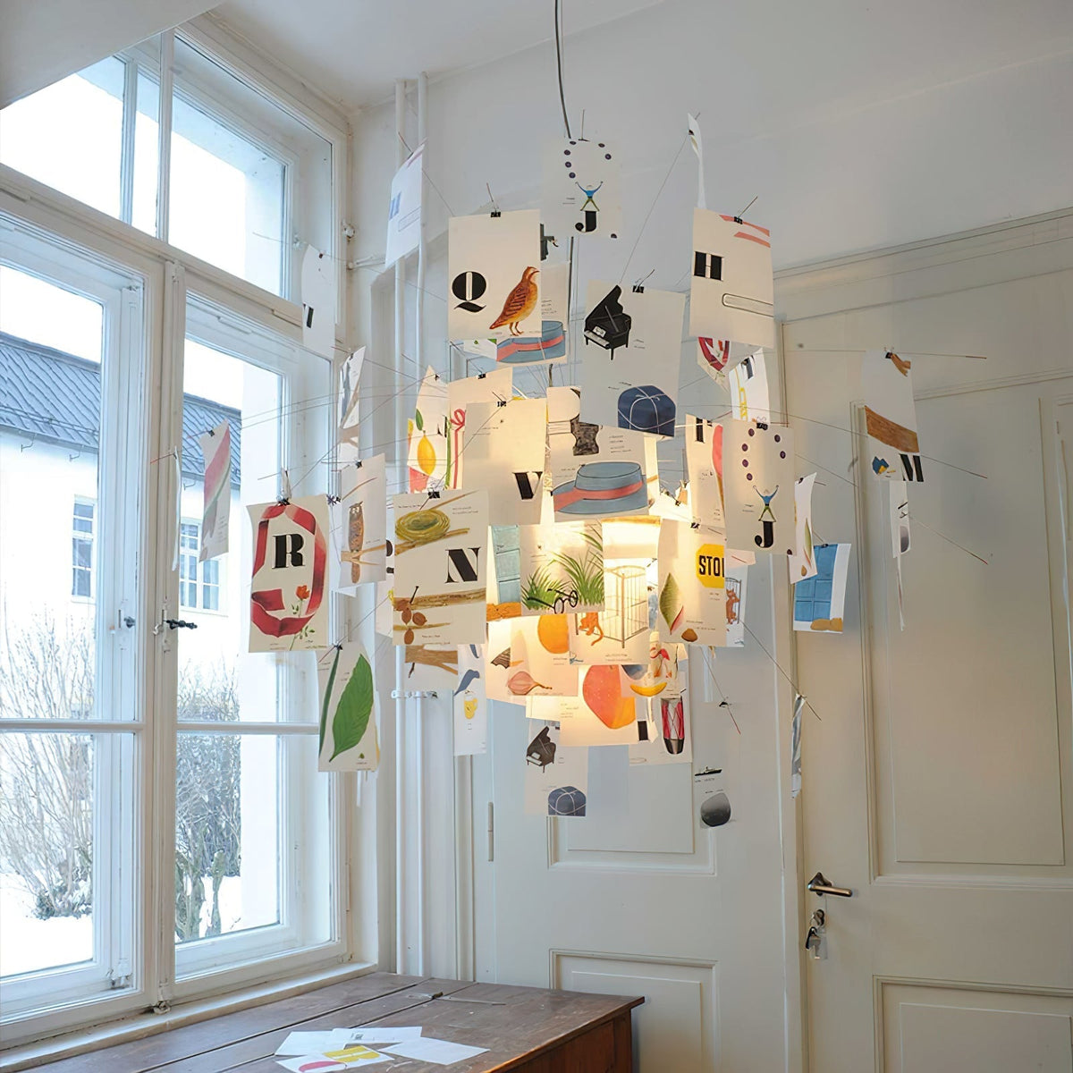 Sketchveil Chrome Paper Chandelier