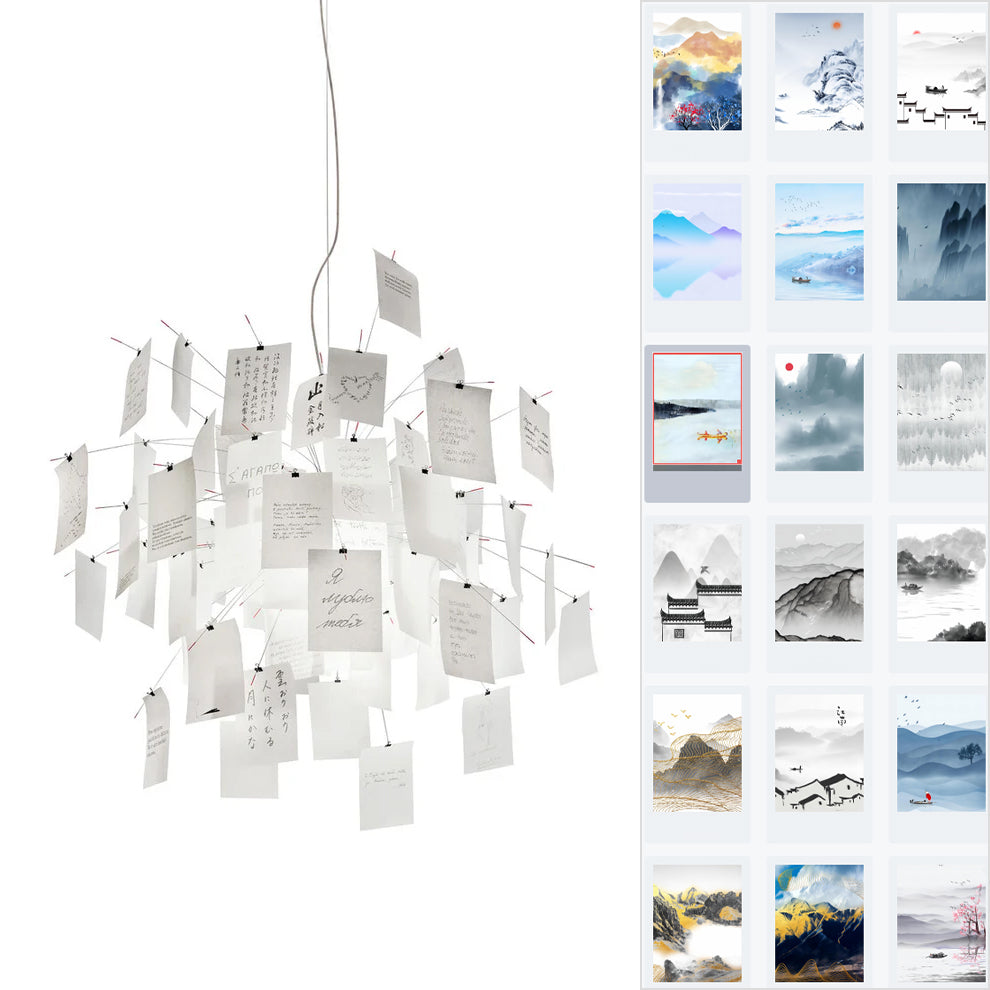 Sketchveil Chrome Paper Chandelier