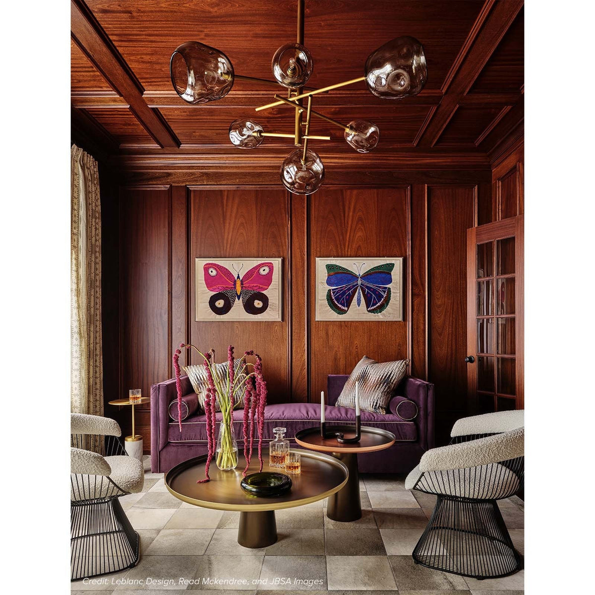 Smoked Glass Natural Brass Linear Chandelier