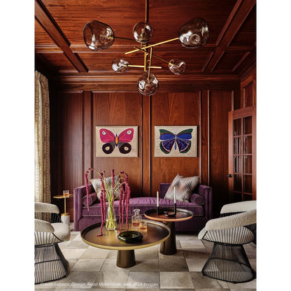 Smoked Glass Natural Brass Linear Chandelier
