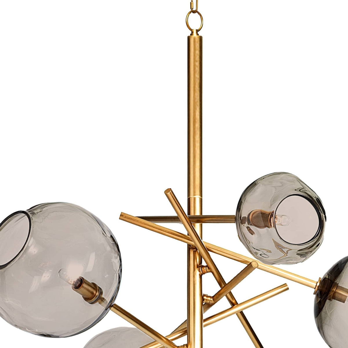 Smoked Glass Natural Brass Linear Chandelier