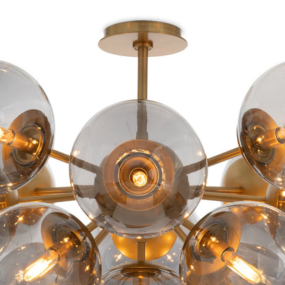 Smoked Globe Nickel Midcentury Flush Mount