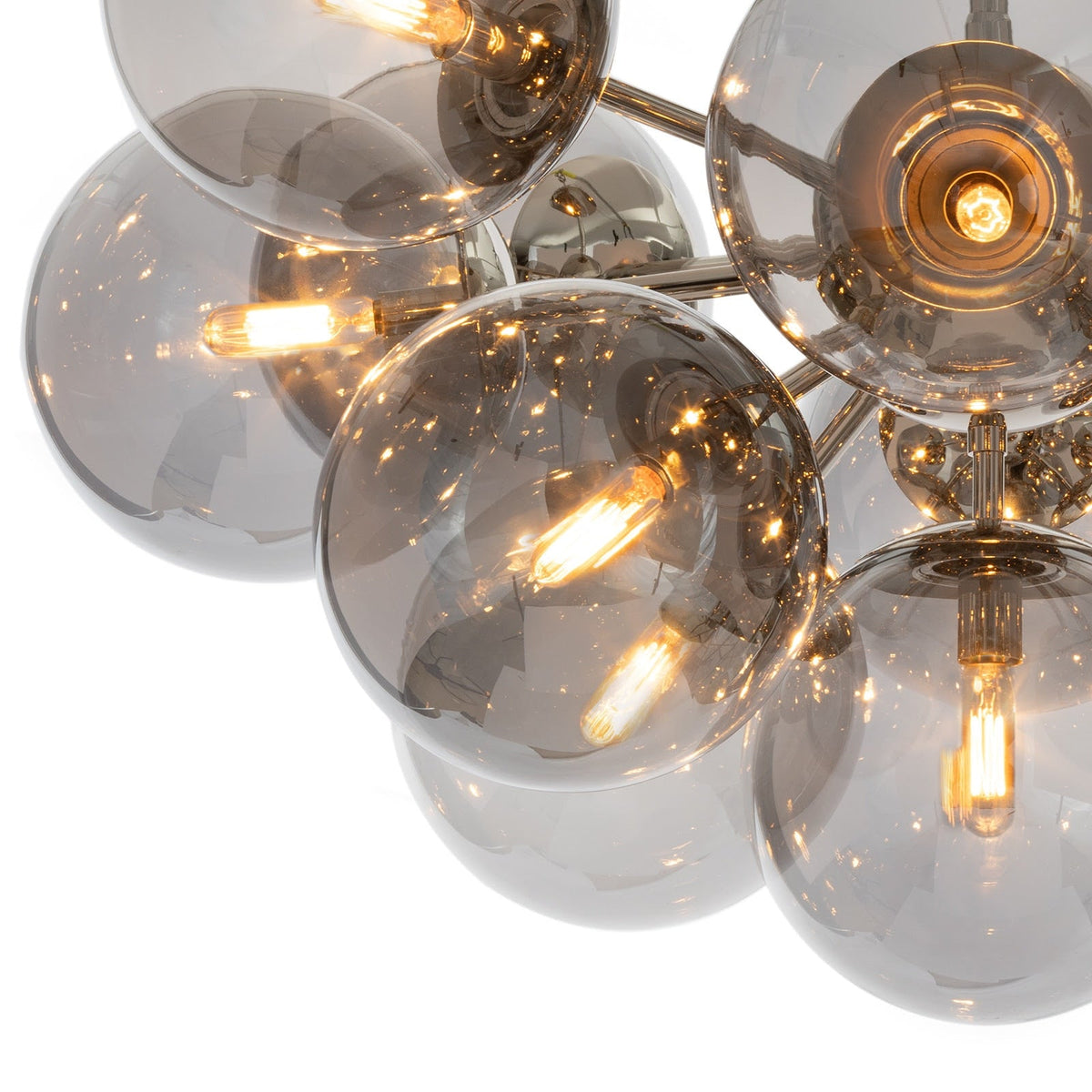 Smoked Globe Nickel Midcentury Flush Mount