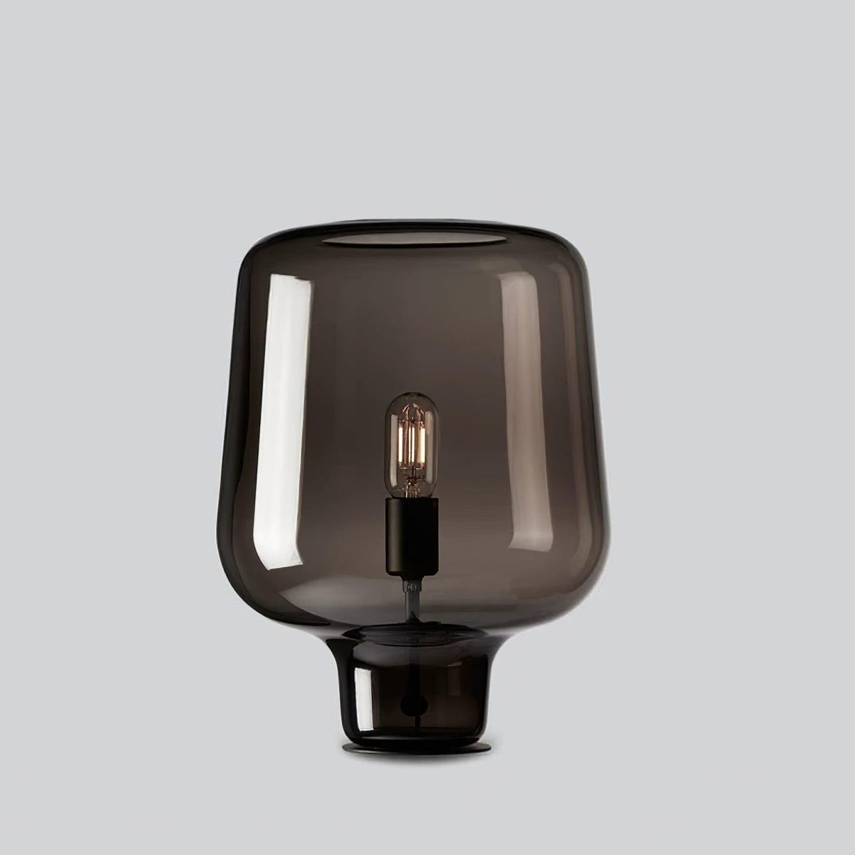 Teutonic Glass Table Lamp ∅ 9.4″ x H 14.5″ / Dia 24cm x H 37cm / Smoke Gray / US plug Table lamp