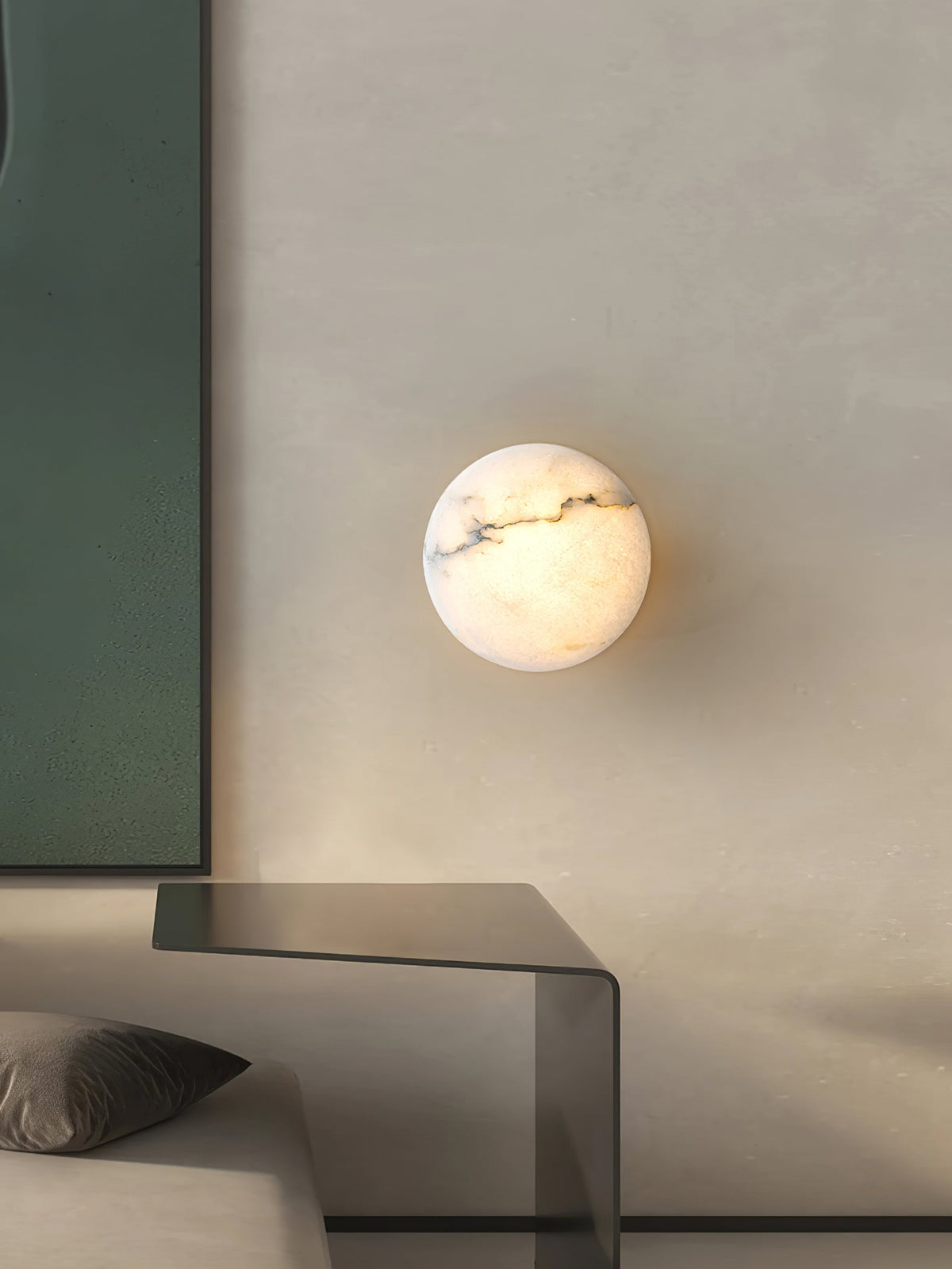 Smooth Alabaster Brass Black LED Ceiling Light