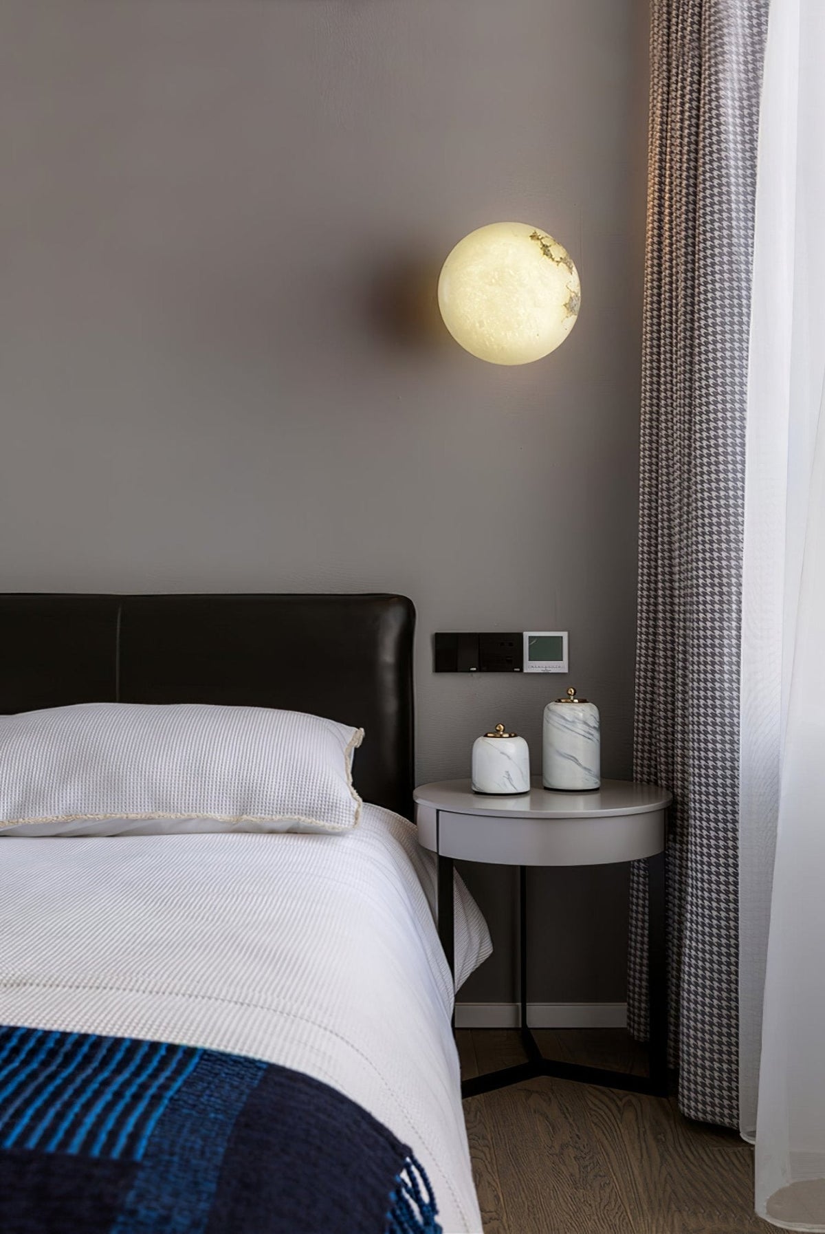 Smooth Alabaster Brass Black LED Ceiling Light