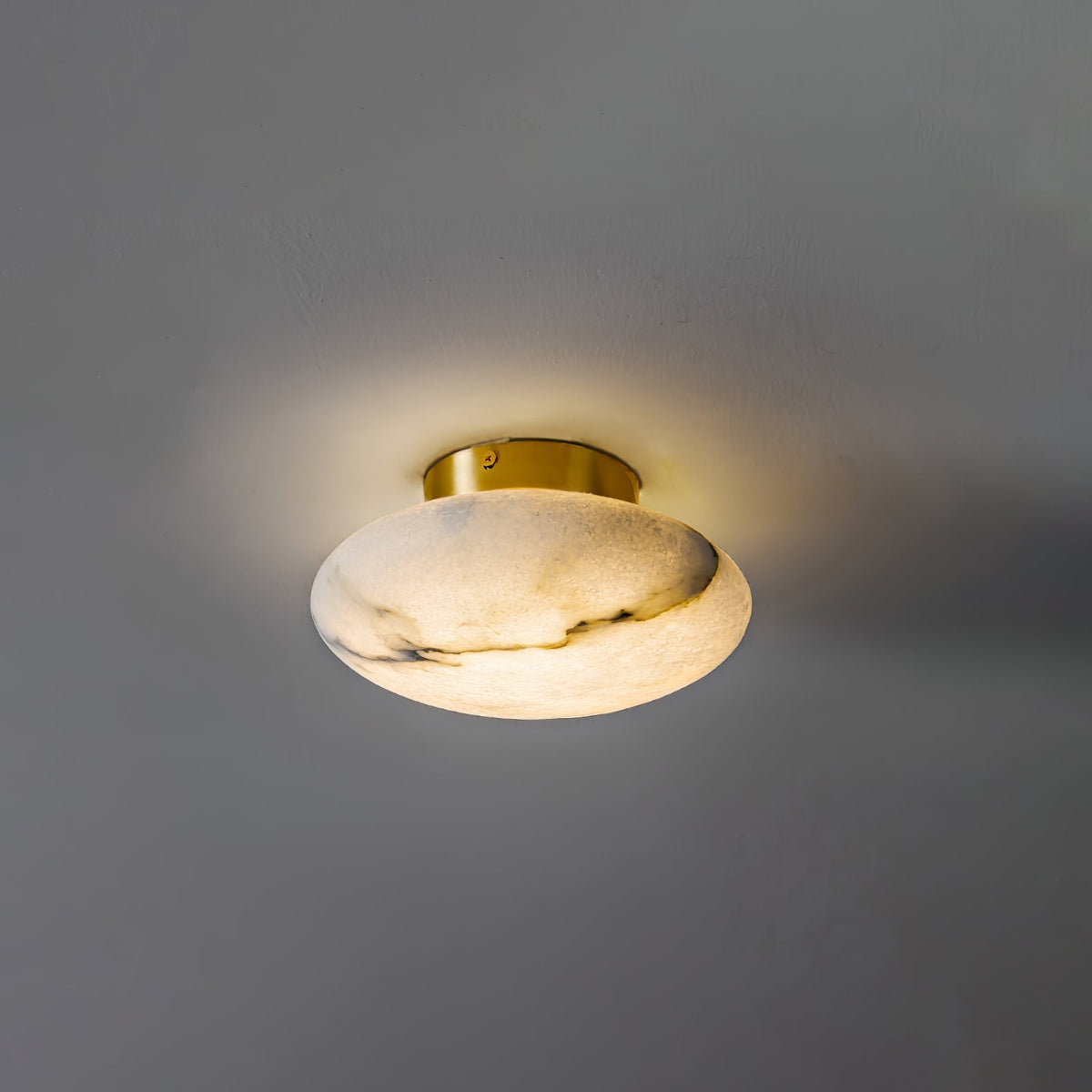 Smooth Alabaster Brass Black LED Ceiling Light