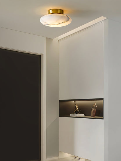 Smooth Alabaster Brass Black LED Ceiling Light