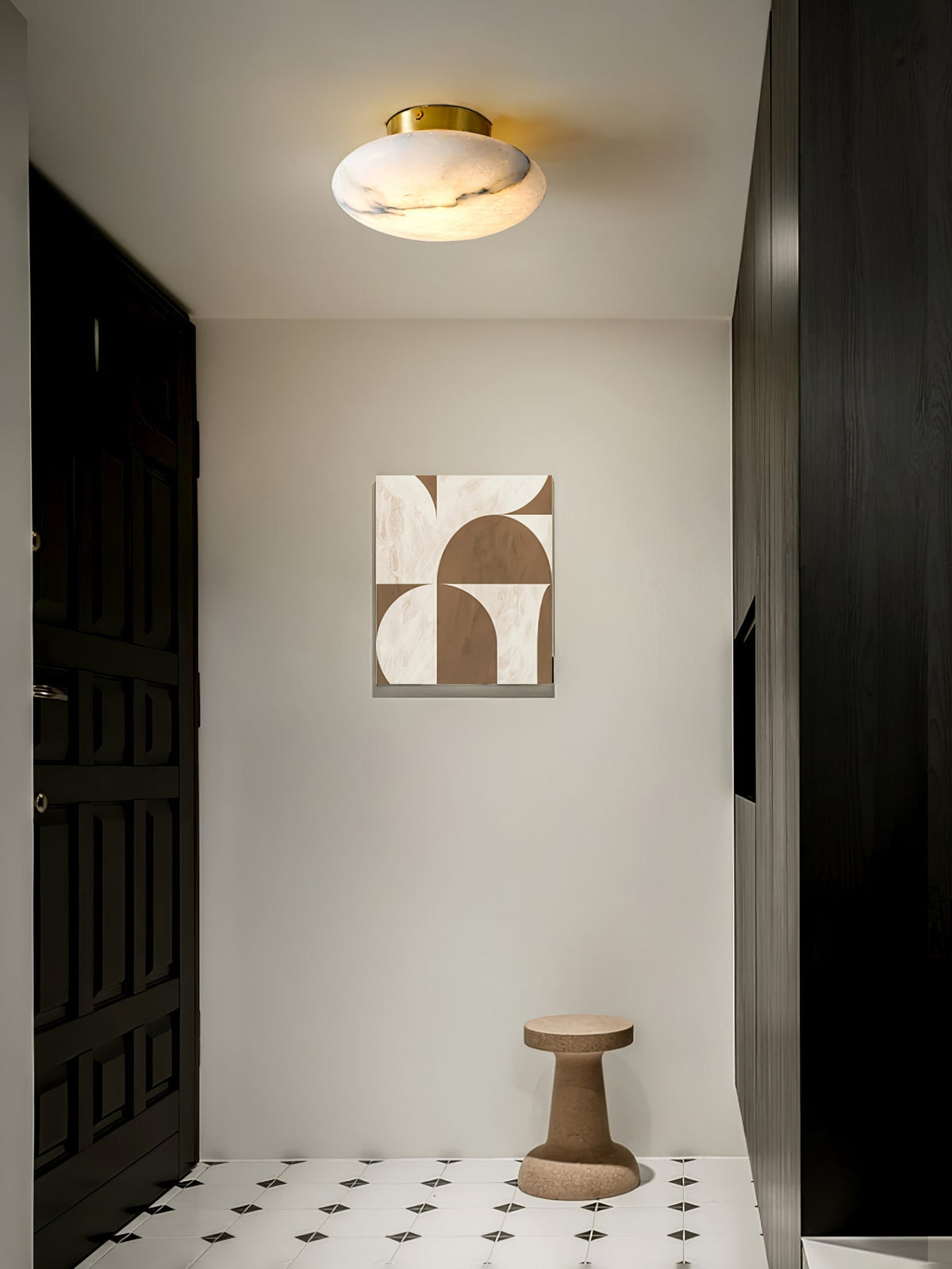 Smooth Alabaster Brass Black LED Ceiling Light
