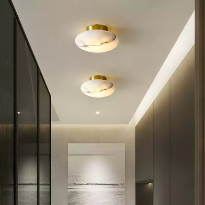 Smooth Alabaster Brass Black LED Ceiling Light
