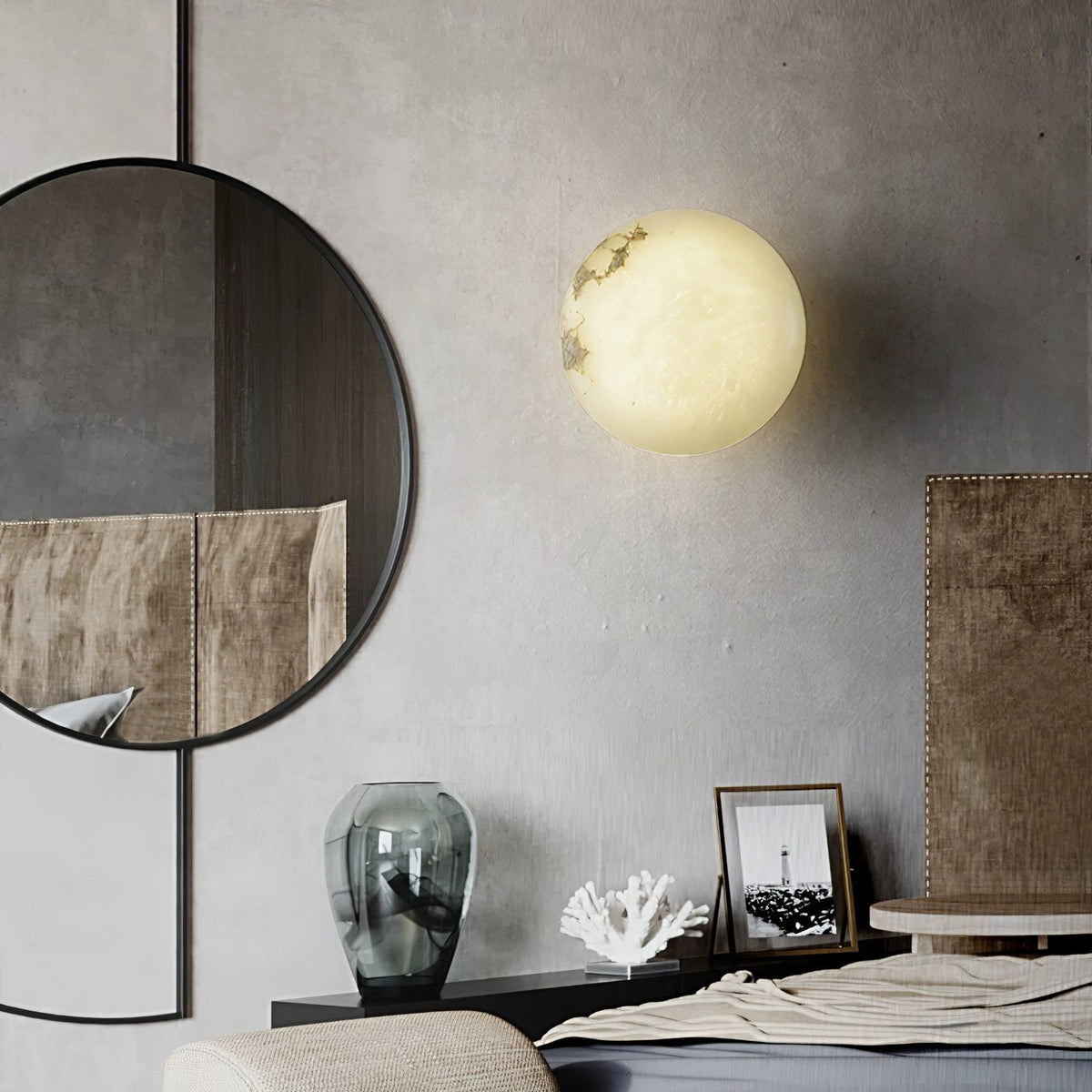 Smooth Alabaster Brass Black LED Ceiling Light