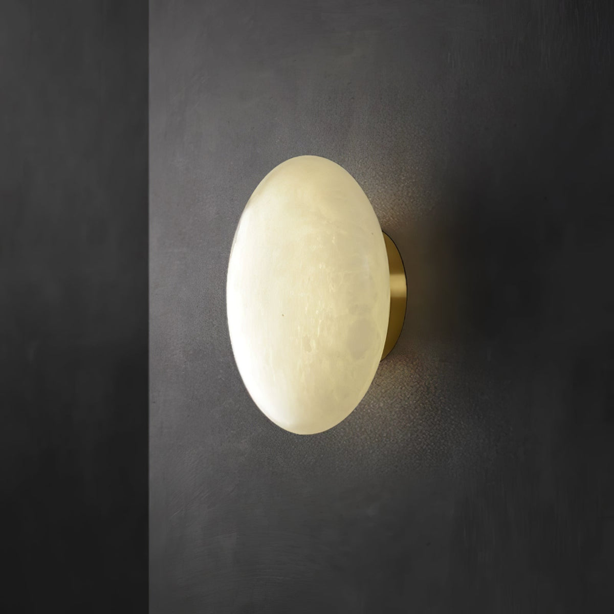 Smooth Alabaster Brass Black LED Ceiling Light