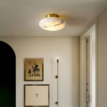 Smooth Alabaster Brass Black LED Ceiling Light