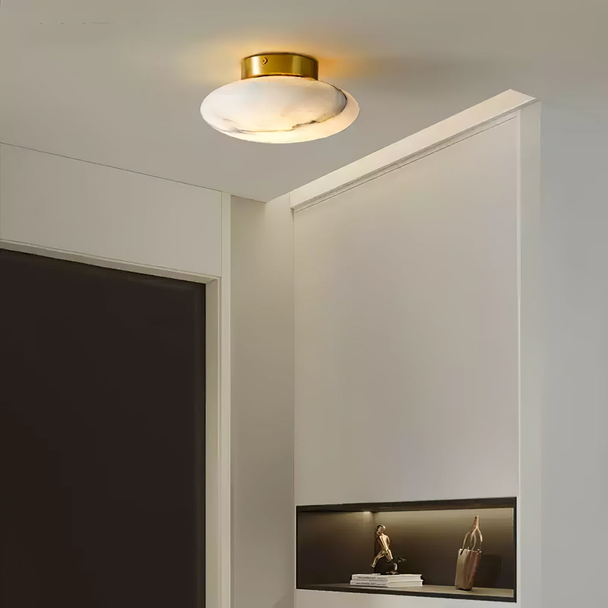 Smooth Alabaster Brass Black LED Ceiling Light