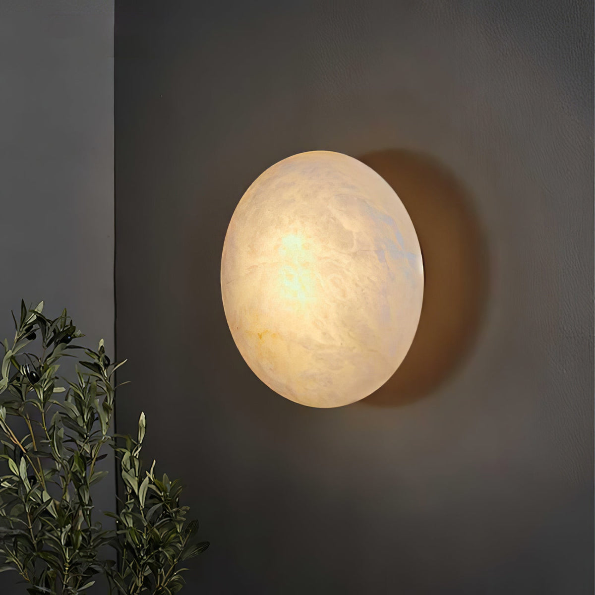 Smooth Alabaster Brass Black LED Ceiling Light