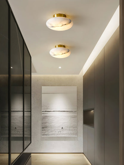 Smooth Alabaster Brass Black LED Ceiling Light