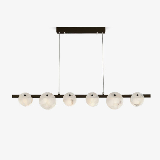 Snowflake Bar Brass Black Alabaster Multi-Light Chandelier