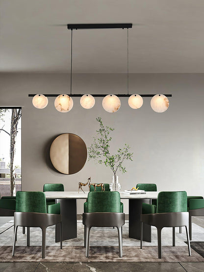 Snowflake Bar Brass Black Alabaster Multi-Light Chandelier