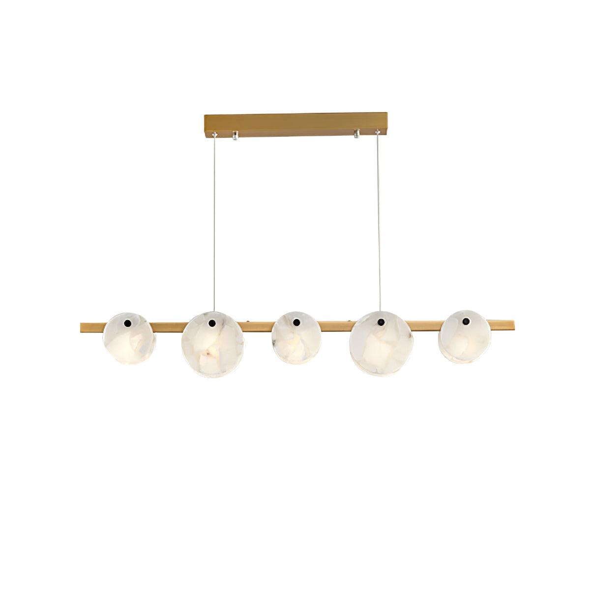 Snowflake Bar Brass Black Alabaster Multi-Light Chandelier