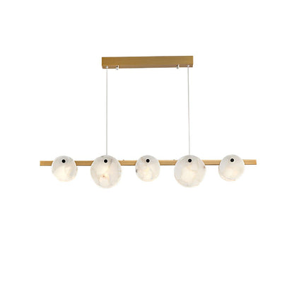 Snowflake Bar Brass Black Alabaster Multi-Light Chandelier