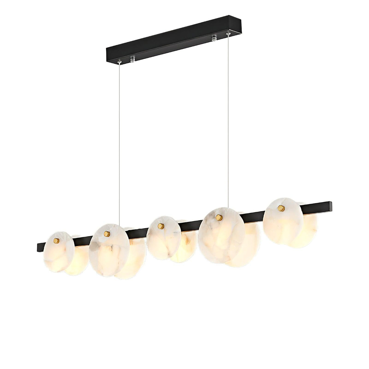 Snowflake Bar Brass Black Alabaster Multi-Light Chandelier