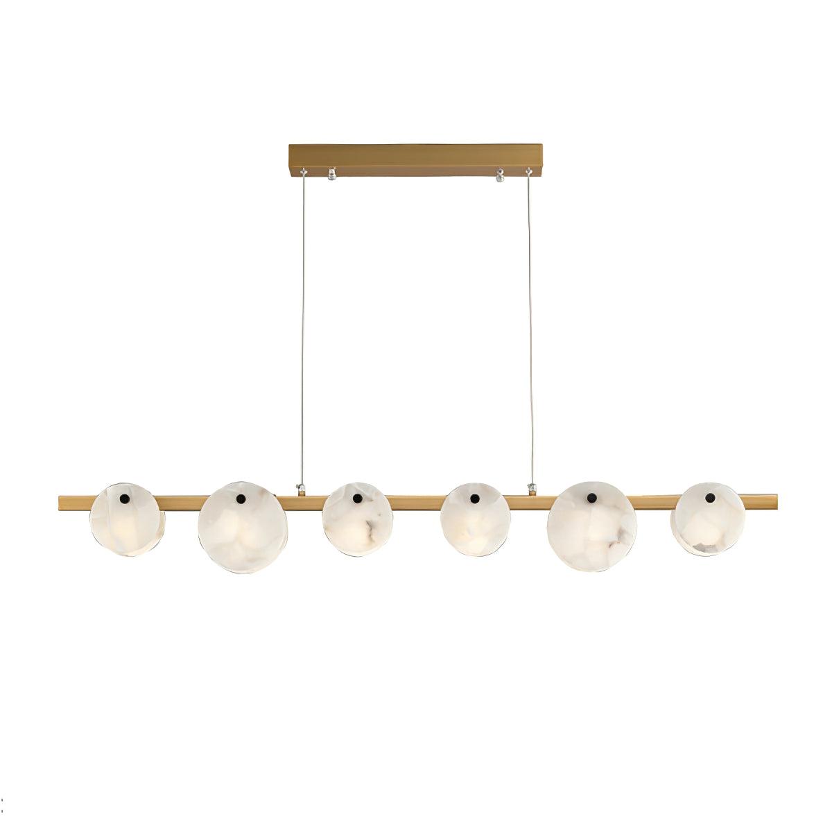Snowflake Bar Brass Black Alabaster Multi-Light Chandelier