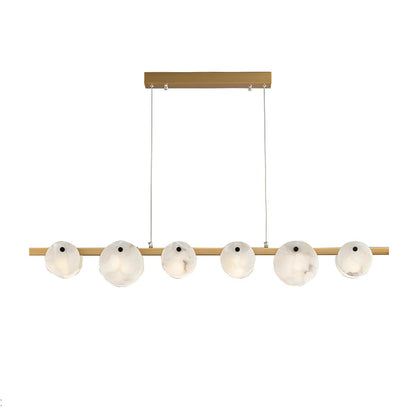 Snowflake Bar Brass Black Alabaster Multi-Light Chandelier