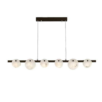 Snowflake Bar Brass Black Alabaster Multi-Light Chandelier