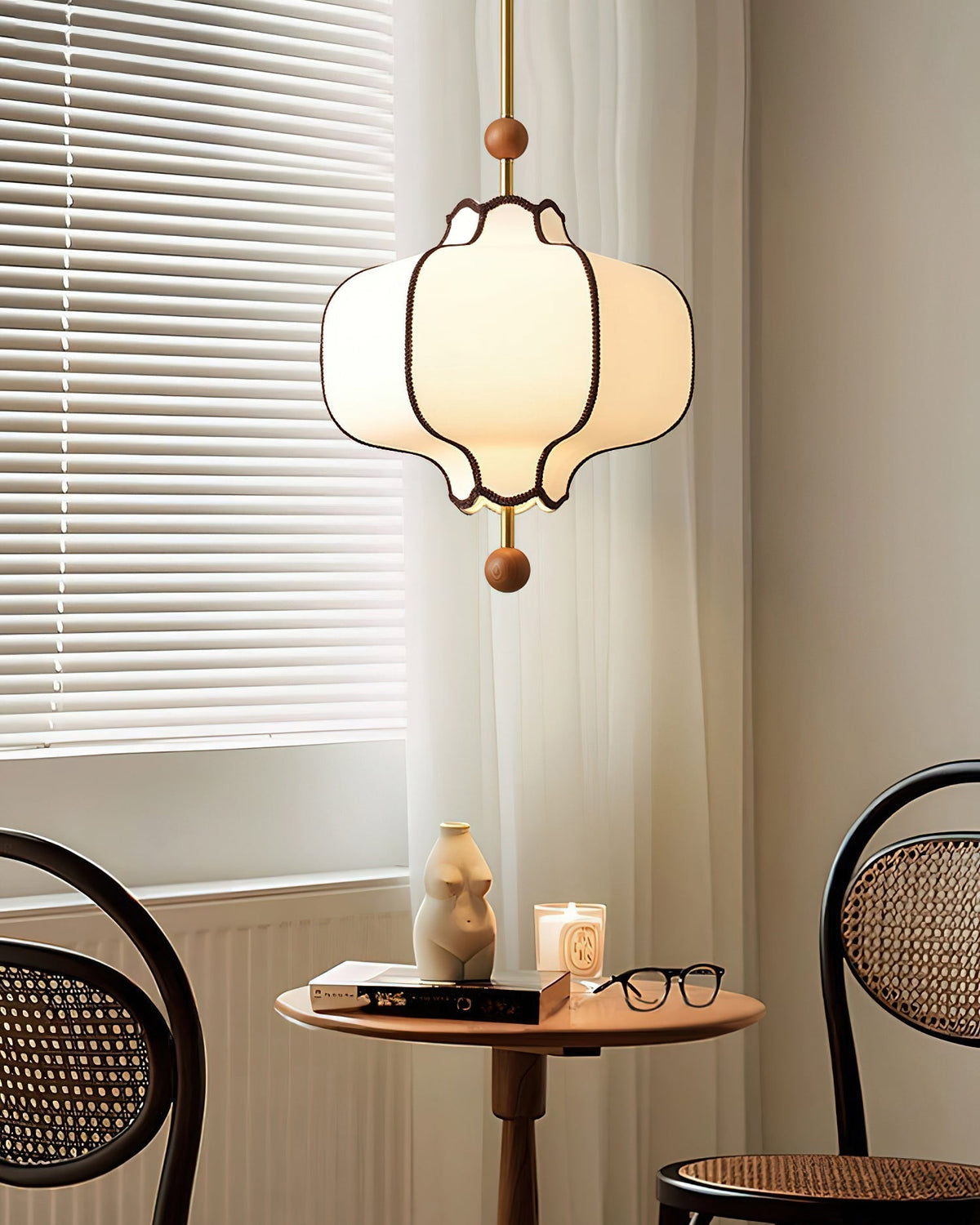 Soft Frame Gold Walnut Fabric Pendant
