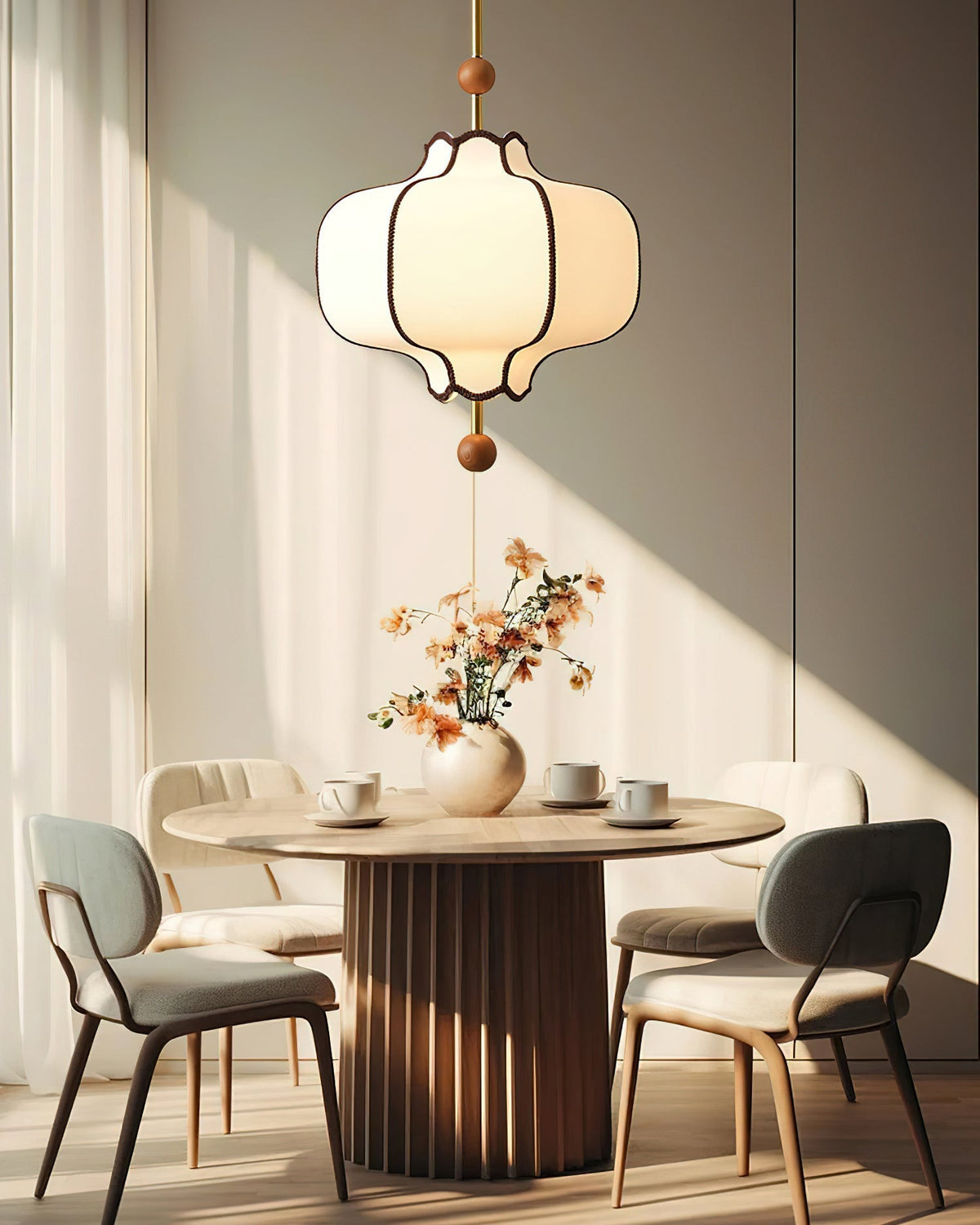 Soft Frame Gold Walnut Fabric Pendant