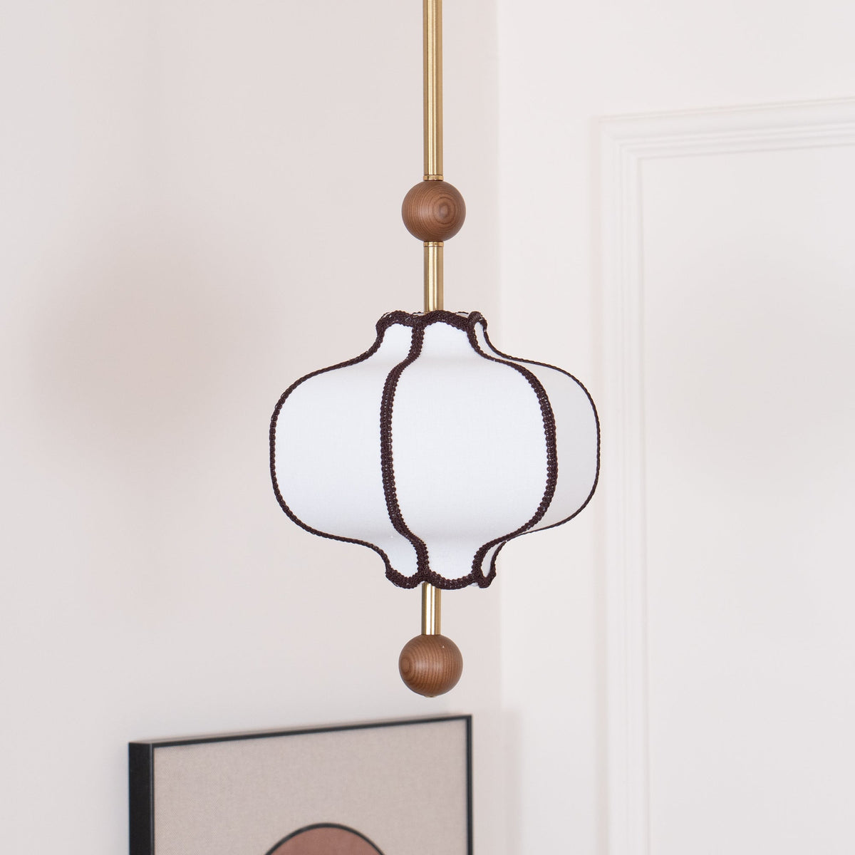 Soft Frame Gold Walnut Fabric Pendant