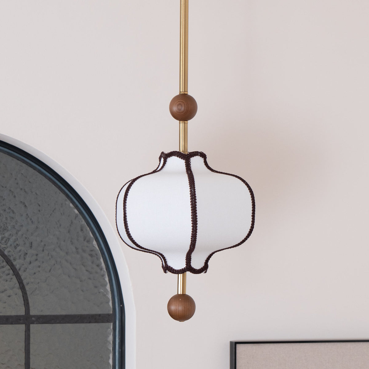 Soft Frame Gold Walnut Fabric Pendant