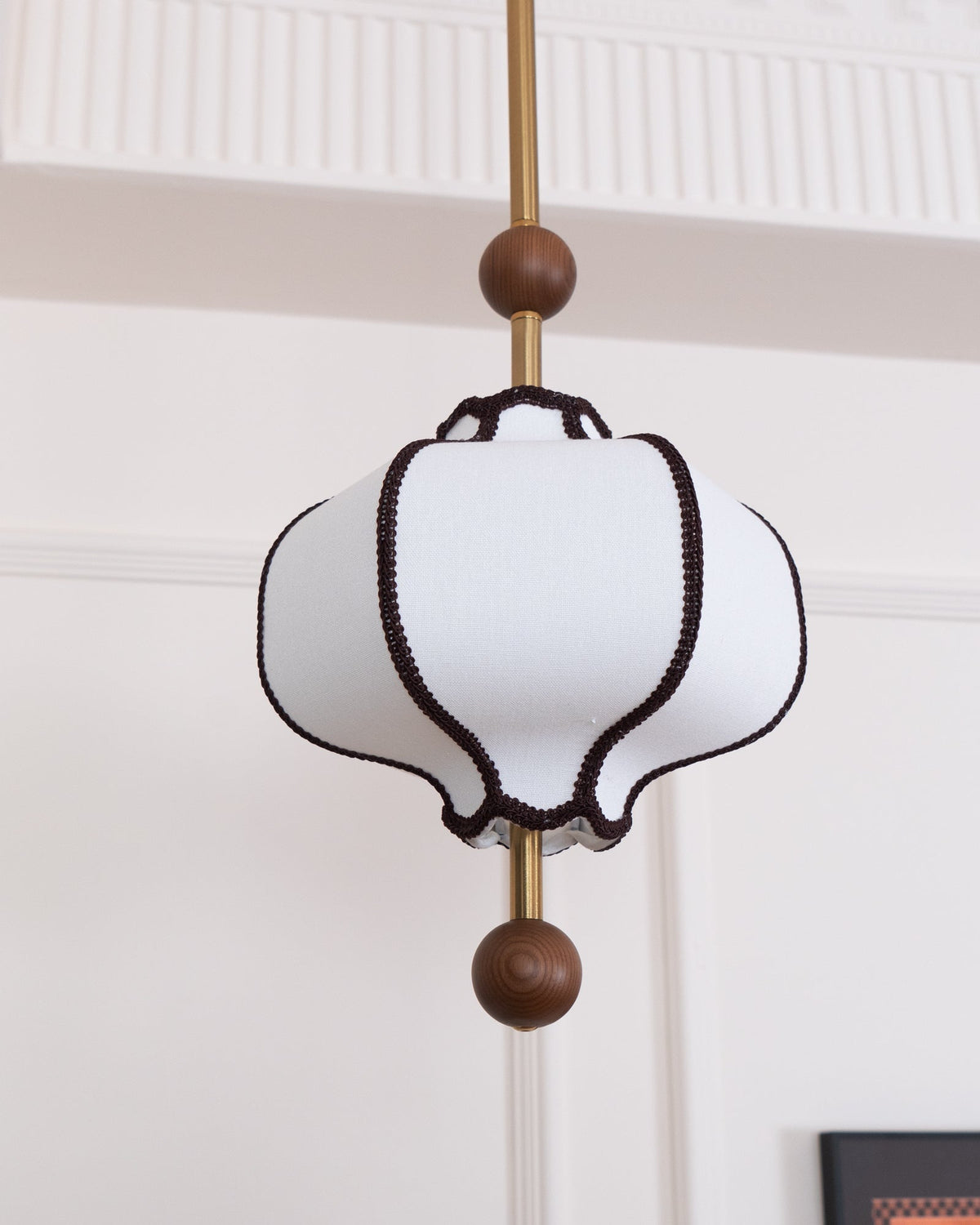 Soft Frame Gold Walnut Fabric Pendant