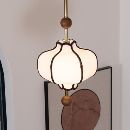Soft Frame Gold Walnut Fabric Pendant