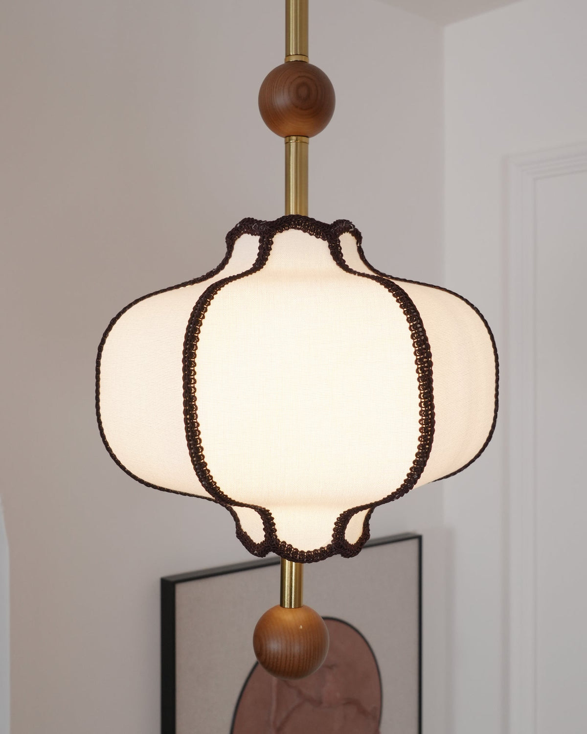 Soft Frame Gold Walnut Fabric Pendant
