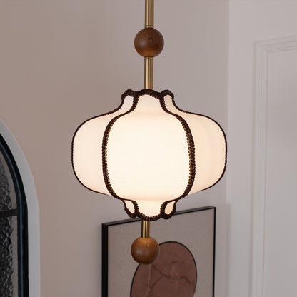 Soft Frame Gold Walnut Fabric Pendant