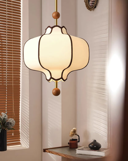 Soft Frame Gold Walnut Fabric Pendant