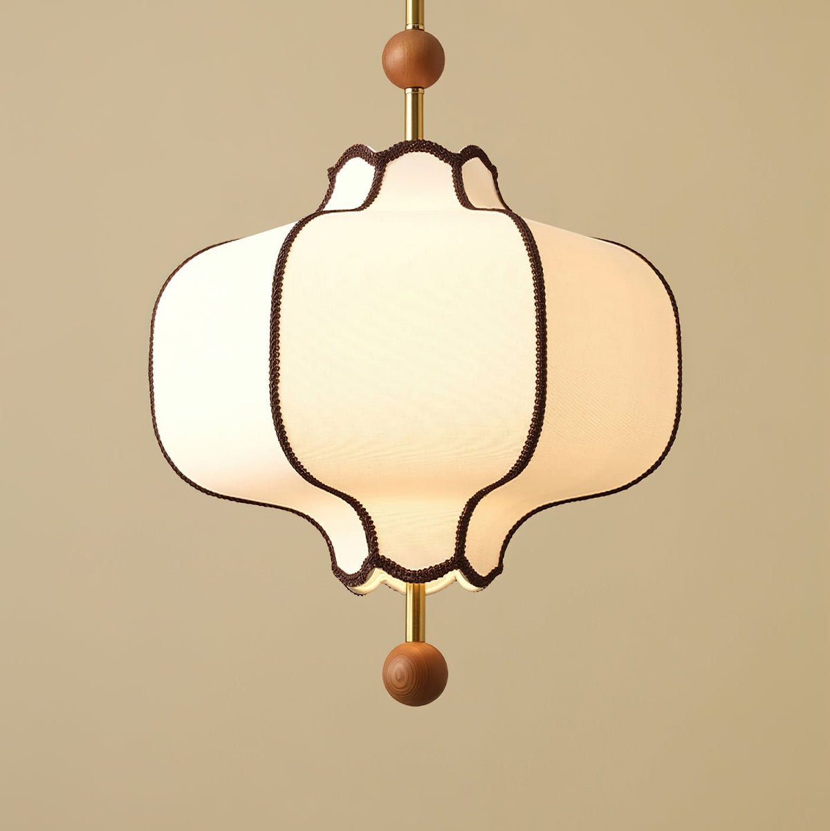 Soft Frame Gold Walnut Fabric Pendant